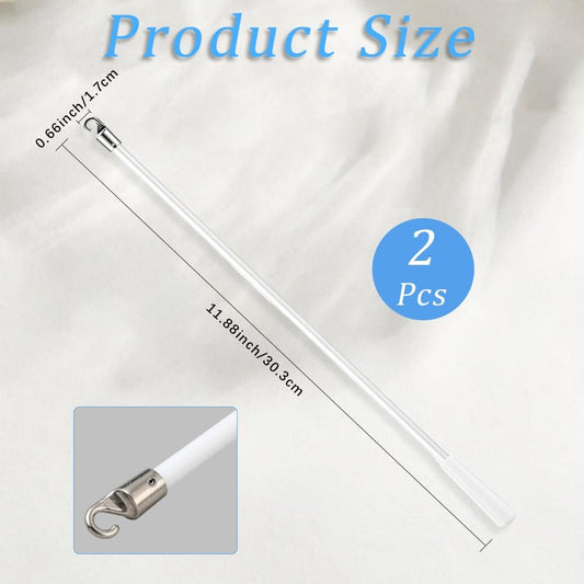  CREATCABIN Lot De 2 Baguettes De Rechange Pour Stores Vénitiens De 30,5 Cm Avec Crochet Pour Fenêtre Vénitienne, Tige Blanche Avec Poignée Pour Réparer Les Pièces Manquantes Du Volet De Fenêtre