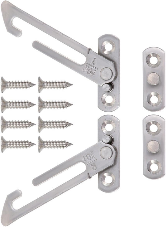  STOBAZA Limiteur De Fenêtre Limite L'ouverture En Acier Inoxydable Argenté, Serrure De Sécurité Sans Endommager 1 Set Vis Garçon Et Filles Adapté Maison Et Commerce