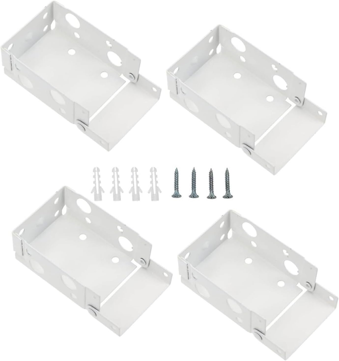  Supports De Traitements De Fenêtre Blancs 4 Pièces, Matériel De Rideau De Fenêtre Pour Une Installation Facile Et Une Durabilité Stable, Supports De De Stores Enrouleurs