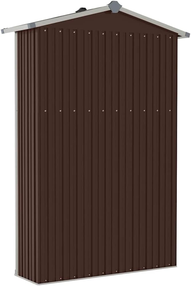  Abri De Jardin Marron 116x45x175 Cm En Acier Galvanisé Pour Rangement Extérieur D'outils Et Mobilier De Jardin, Avec étagères Et Aérations
