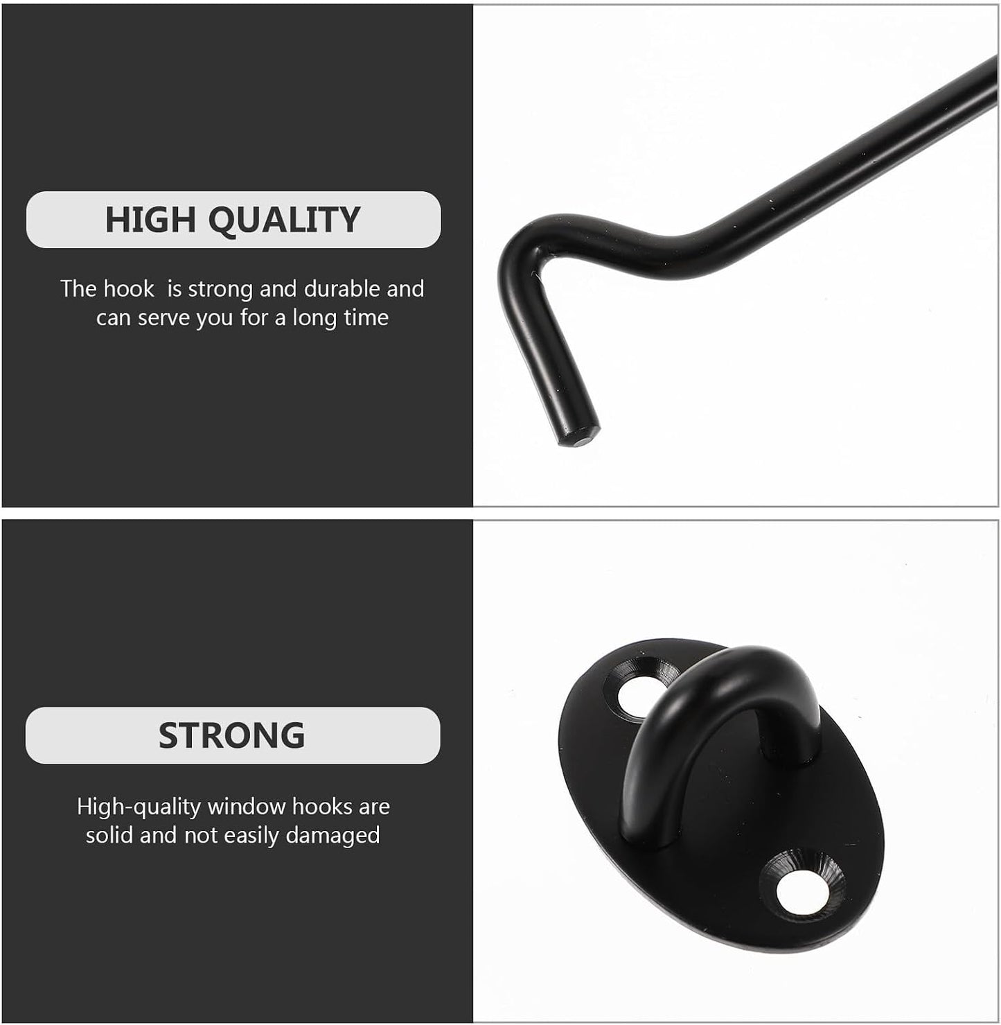  Healvian Crochets De Verrouillage De Fenêtre Solides Et Résistants En Acier Inoxydable Noir Lot De 2 Pour Sécuriser Fenêtres Coulissantes