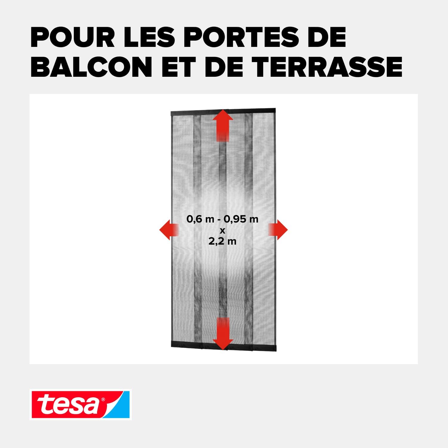  Tesa INSECT STOP Aluminum Lamella Curtain Premium - Moustiquaire Télescopique - Pour Portes De Balcon Et De Patio - Installation Facile Sans Perçage - 95 X 220 Cm - Anthracite (Transparent)