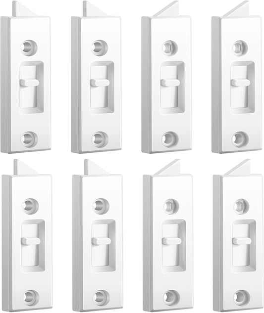  Lot De 8 Loquets De Fenêtre Et Quincaillerie De Fenêtre En Plastique Blanc, à Ressort, Espacement Entre Les Trous De 5,1 Cm