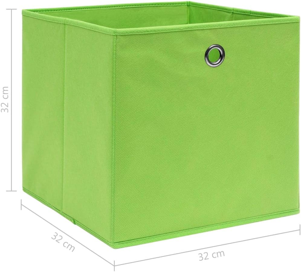GENERIC Coffre De Rangement, Coffre De Rangement Pour Coussins D'extérieur, Coffres De Rangement D'extérieur Imperméables 4 Pièces Vert 32x32x32 Cm Tissu