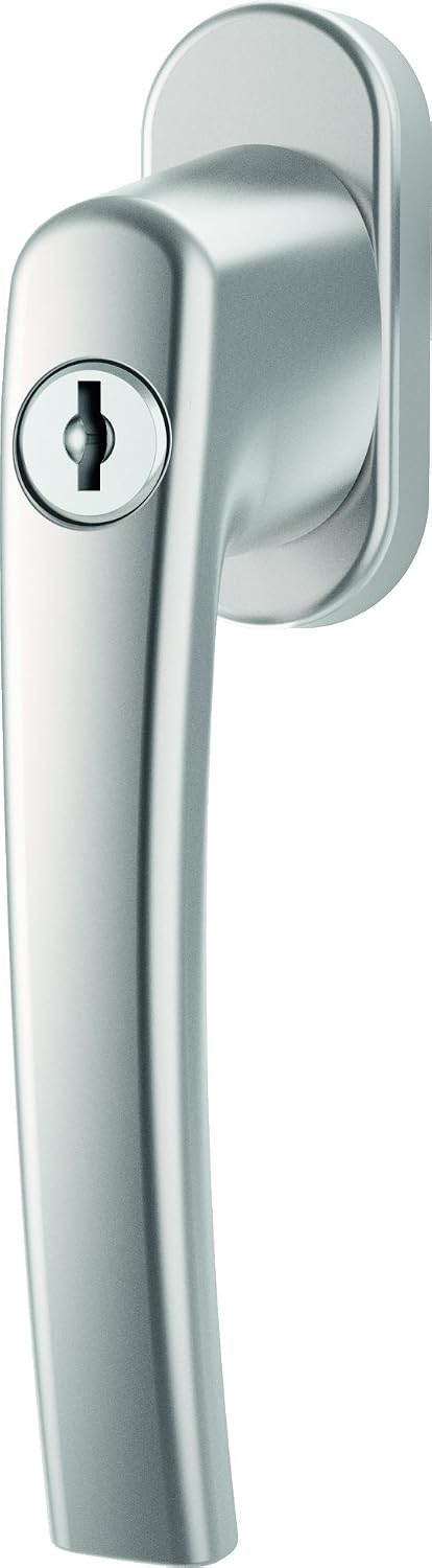  Roto Window Handle Lockable 40Nm Natural Silver With Screw Square Rod 7x32mm