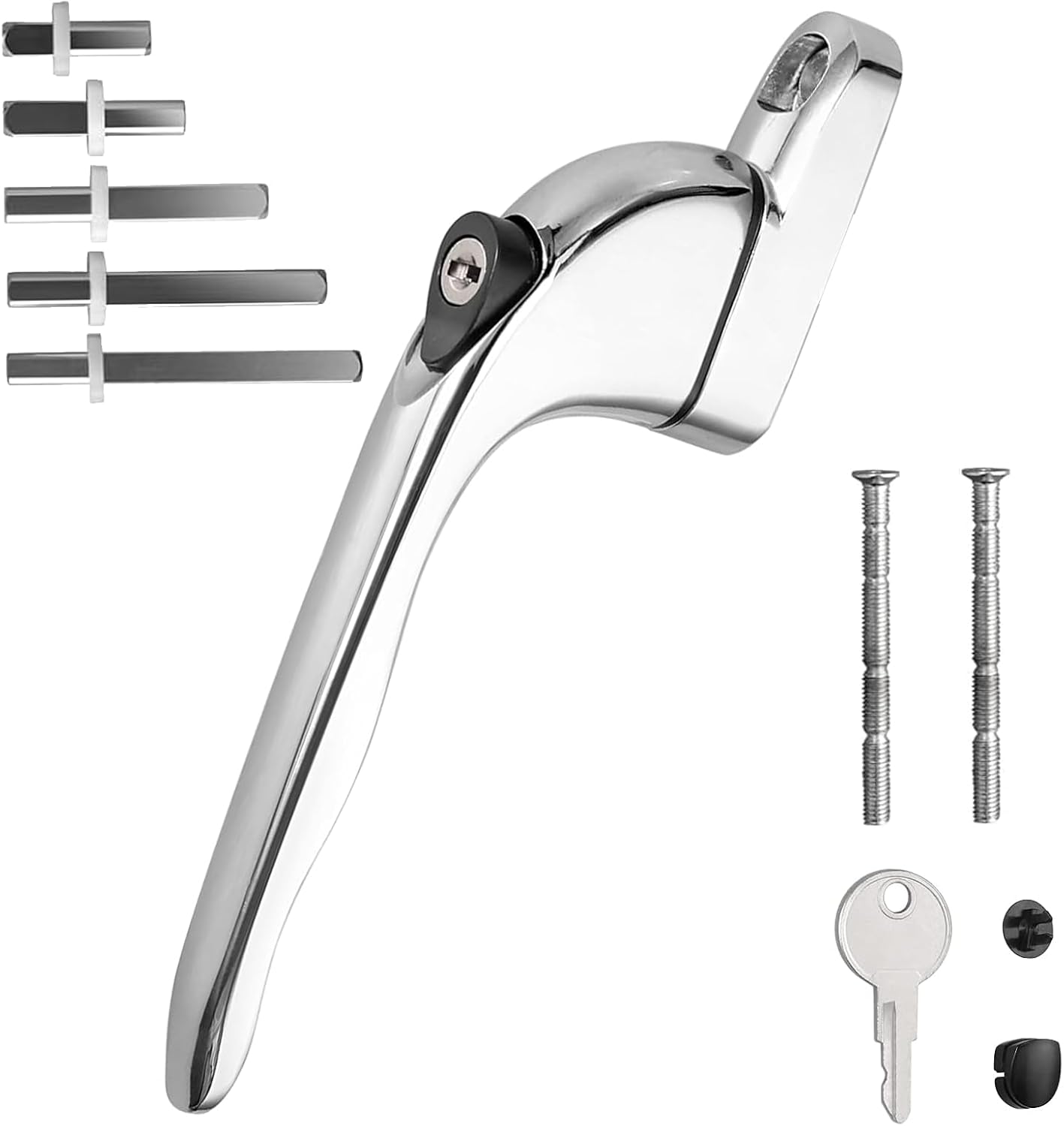  Lot De 4 Poignées De Fenêtre En UPVC Verrouillables En Aluminium Blanc Pour Fenêtres UPVC Avec Clé Pour 10/15/30/40/55 Mm | Broches Multiples