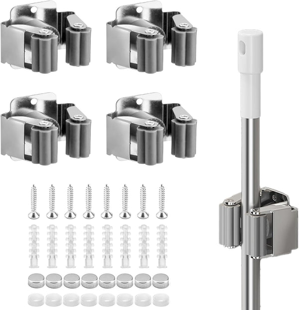  Lot De 4 Supports De Balai Antidérapants En Silicone - Fixation Murale - Pour Salle De Bain, Cuisine, Jardin, Placard, Garage