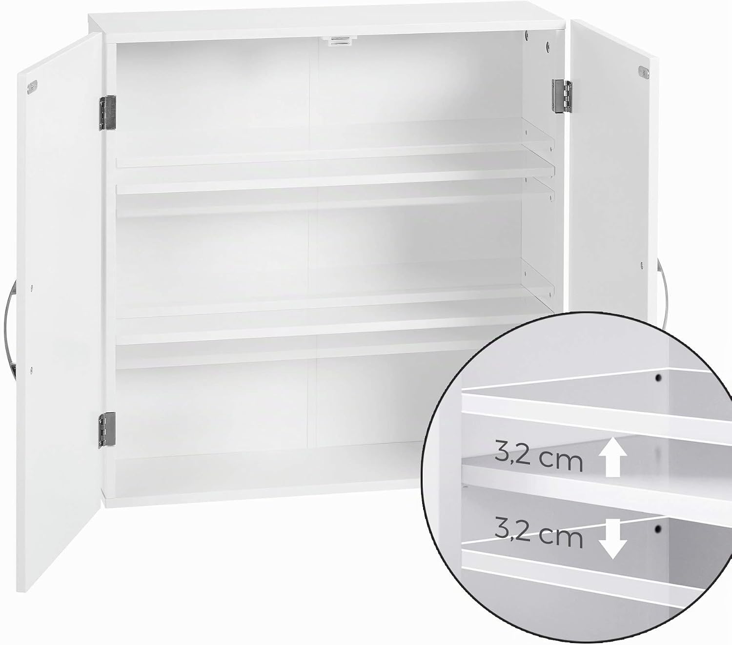  VASAGLE Armoire Murale Pour Salle De Bain, Placard De Rangement Mural Pour Salle De Bain, 18 X 60 X 60 Cm, Armoire à Pharmacie Avec Étagères Réglables, Blanc Nuage BBC320W01