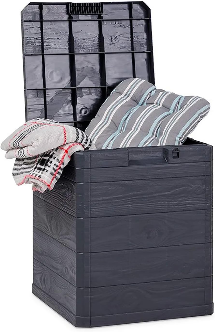  Avilia Coffre De Rangement Avec Assise Et Coussin D'extérieur 340L - Anthracite