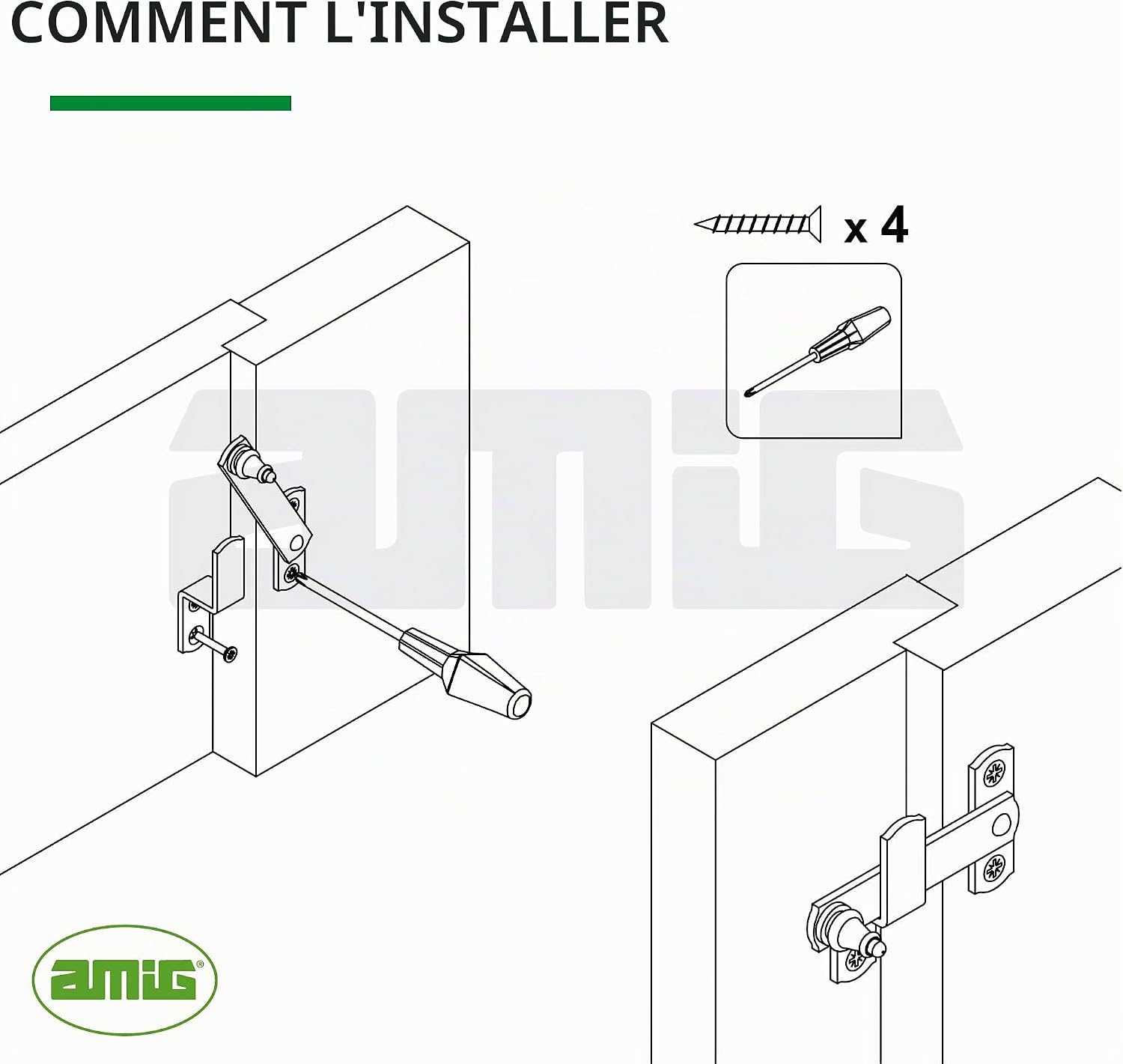  Amig - Palan Pour Volet Lisse | Verrou De Sécurité Pour Fenêtres | Quincaillerie Pour Jardin Et Extérieur | Acier | Couleur Noir Mat | Dimensions : 80 X 46 Mm