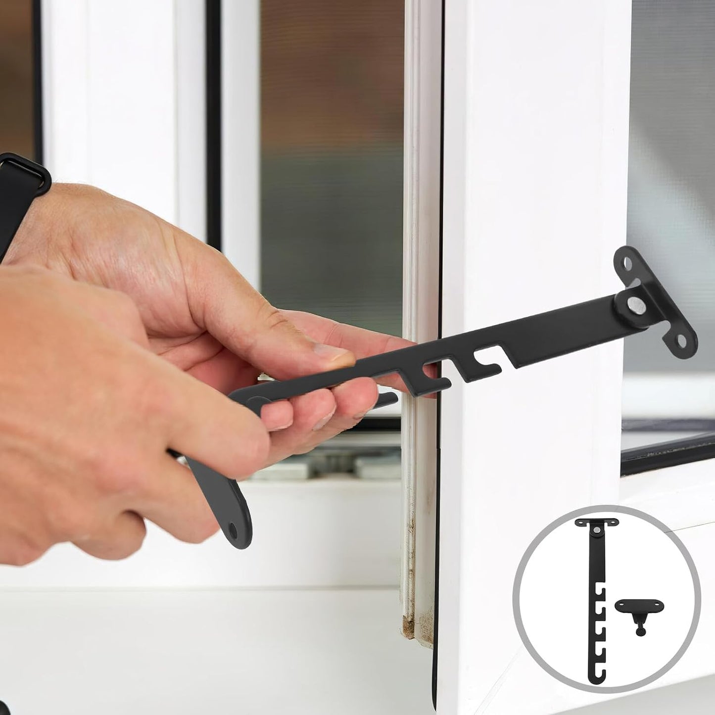  Angoily Lot De 2 Limiteurs De Fenêtre Réglables En Alliage Aluminium Et Plastique Renforcé Verrou De Sécurité Garçon Et Filles Noir Long Protection Pour Fenêtres Coulissantes Et