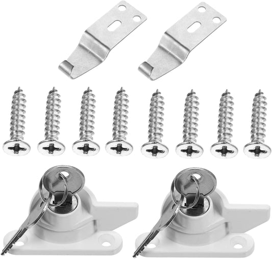  YARNOW 2 Pcs Boucle De Verrouillage à Pousser-tirer Quincaillerie De Verrouillage Verrou De Sécurité Pour Fenêtres Coulissantes En Alliage De Zinc Avec Clé