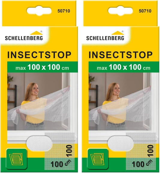  Schellenberg 50710 Moustiquaire Fenêtre Recoupable Aux Dimensions Souhaitées, Avec Ruban Auto-aggripant De Fixation Et Cutter, 100 X 100 Cm, Blanc