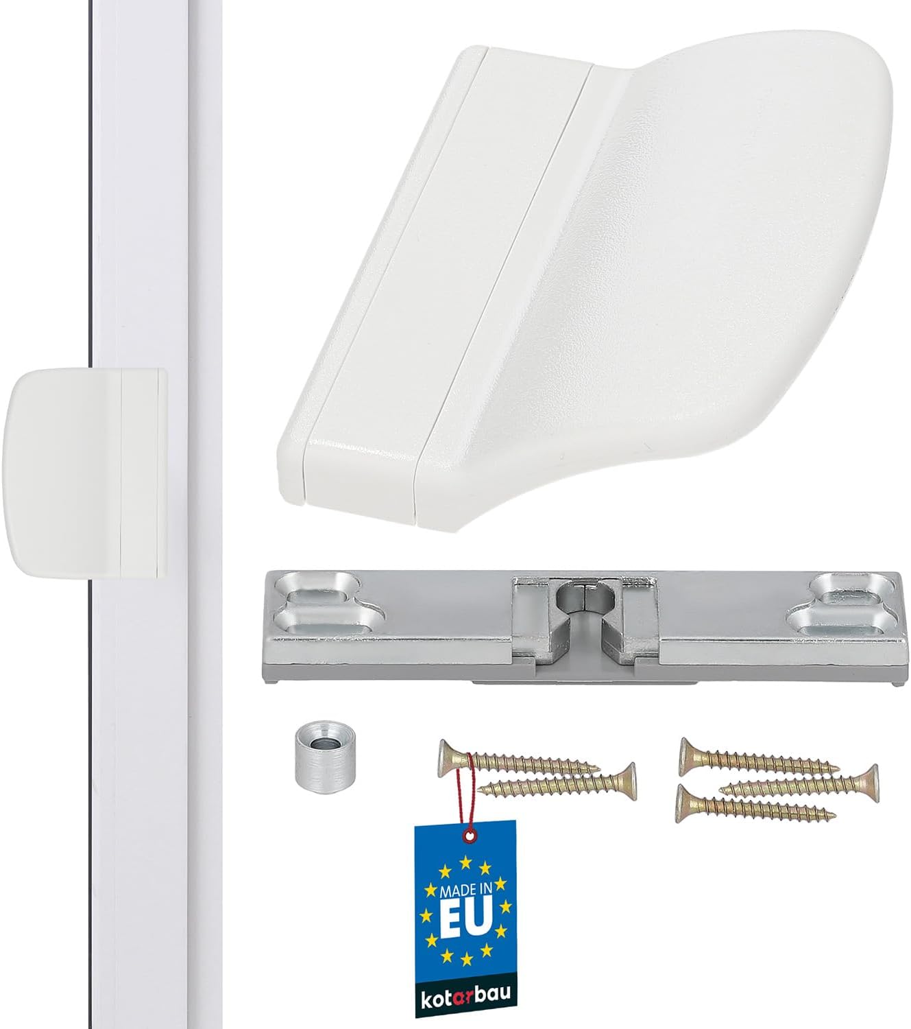  KOTARBAU Loqueteau De Porte De Balcon Pratique - 6 Couleurs Différentes - Sécurité Fumeur - Poignée De Porte De Balcon Universelle - Blanc