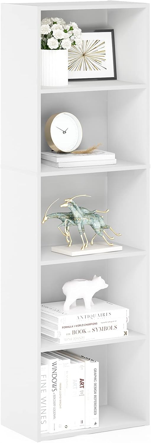  Furinno Luder Bibliothèque Etagère De Rangement Ouverte à 5 Cubes, Blanc/Vert
