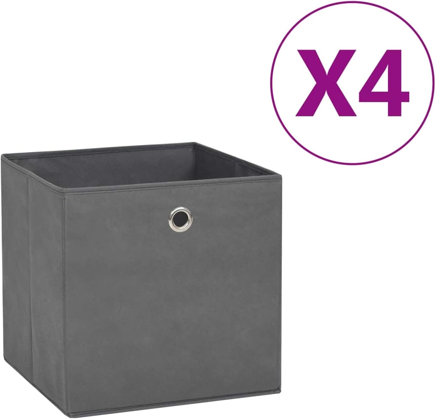 GENERIC Coffre De Rangement, Coffre De Rangement Pour Coussins D'extérieur, Coffres De Rangement D'extérieur Imperméables, 4 Pièces, Tissu Non Tissé, 28 X 28 X 28 Cm, Gris