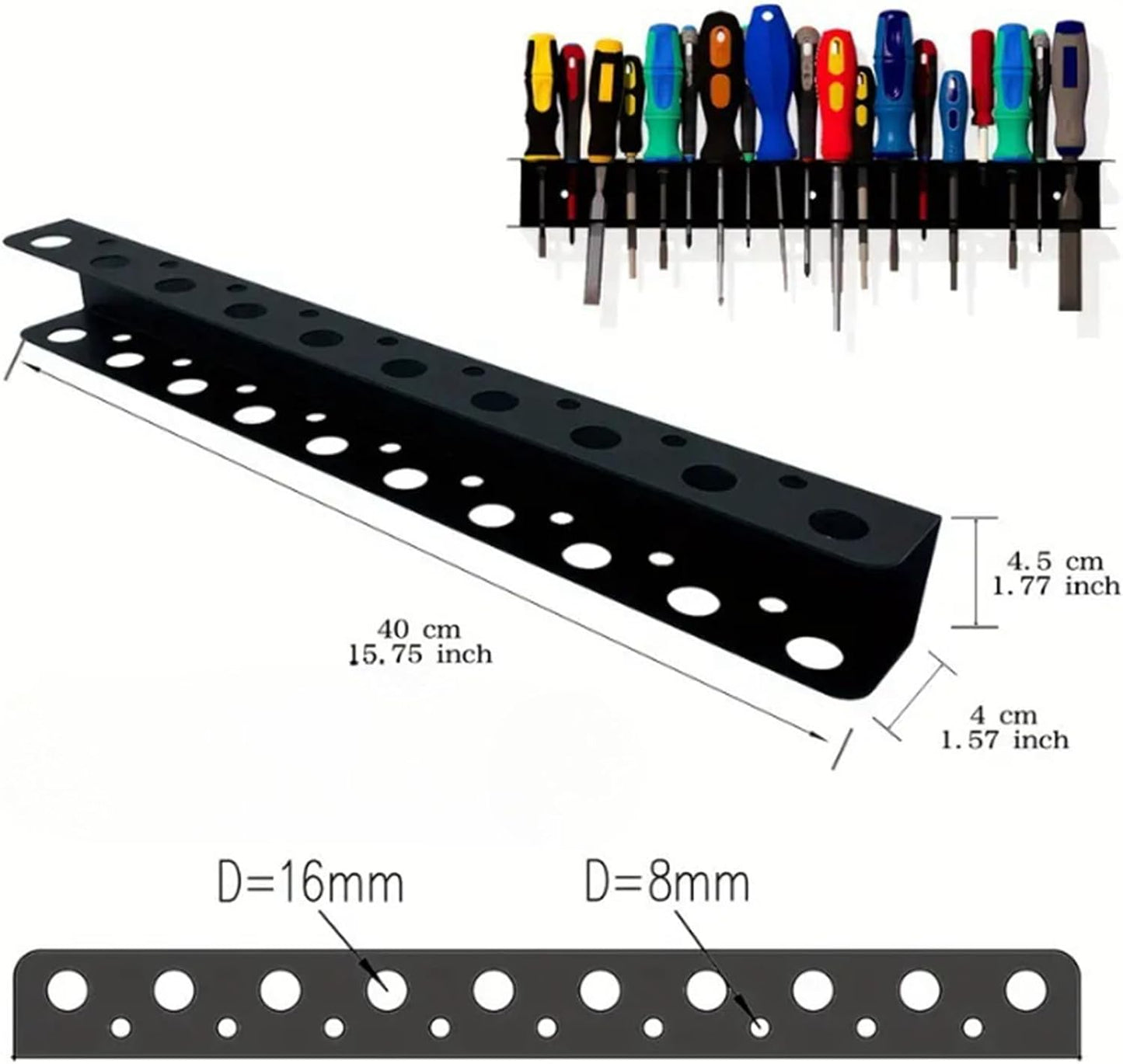  Support De Rangement Pour Outils – Économiseur D'espace Pour Tournevis Et Outils à Main Avec Cadre En Acier Carbone Robuste | Rangement Mural Pour Affichage Mural, Design Compact Pour Atelier Ou