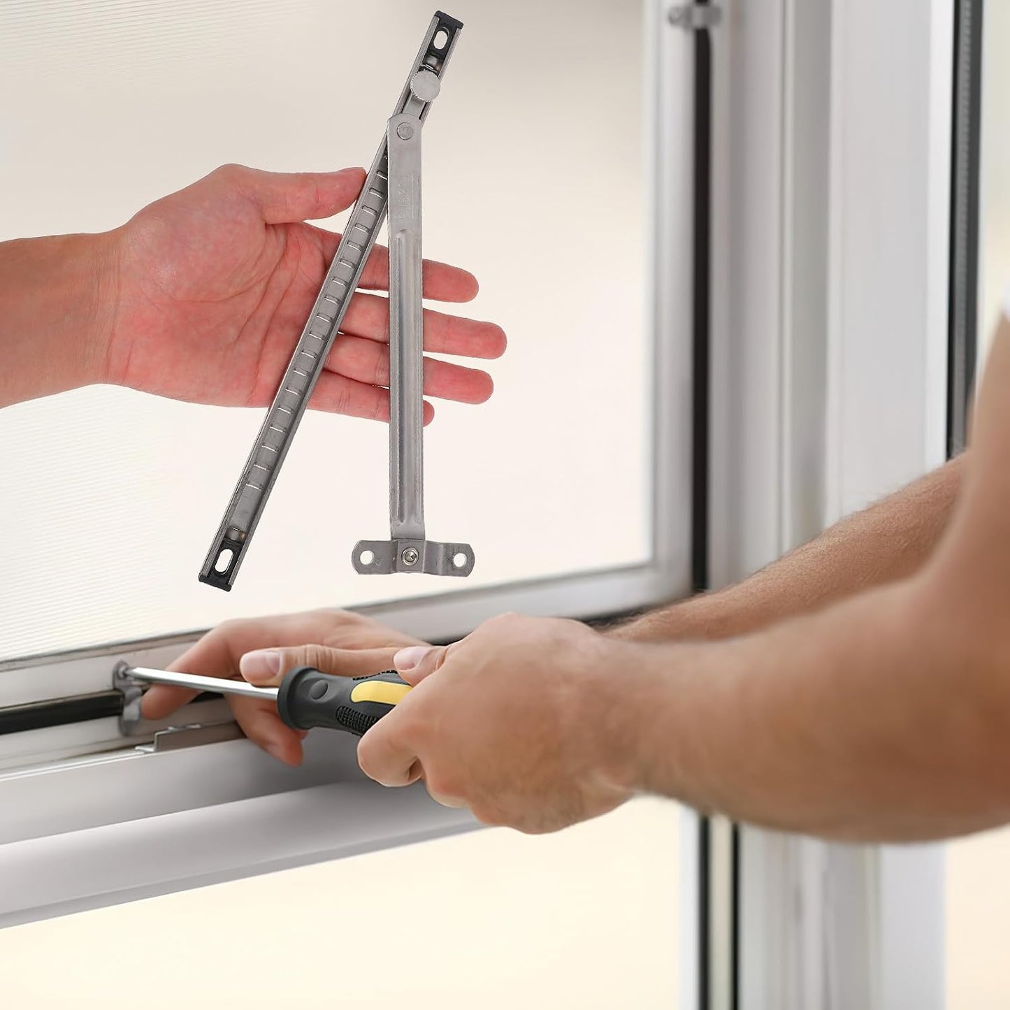  Barre Et Design Sans Perçage En Acier Argenté De Limitation De Fenêtre Adaptateur Charnière Compatibilité Polyvalente Pour Fenêtre à Battant Pour Sécurité Familiale