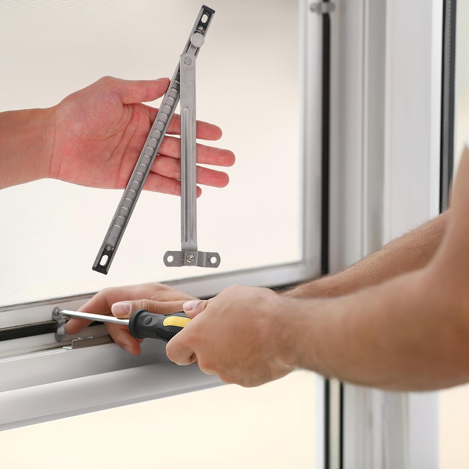 Barre Et Design Sans Perçage En Acier Argenté De Limitation De Fenêtre Adaptateur Charnière Compatibilité Polyvalente Pour Fenêtre à Battant Pour Sécurité Familiale