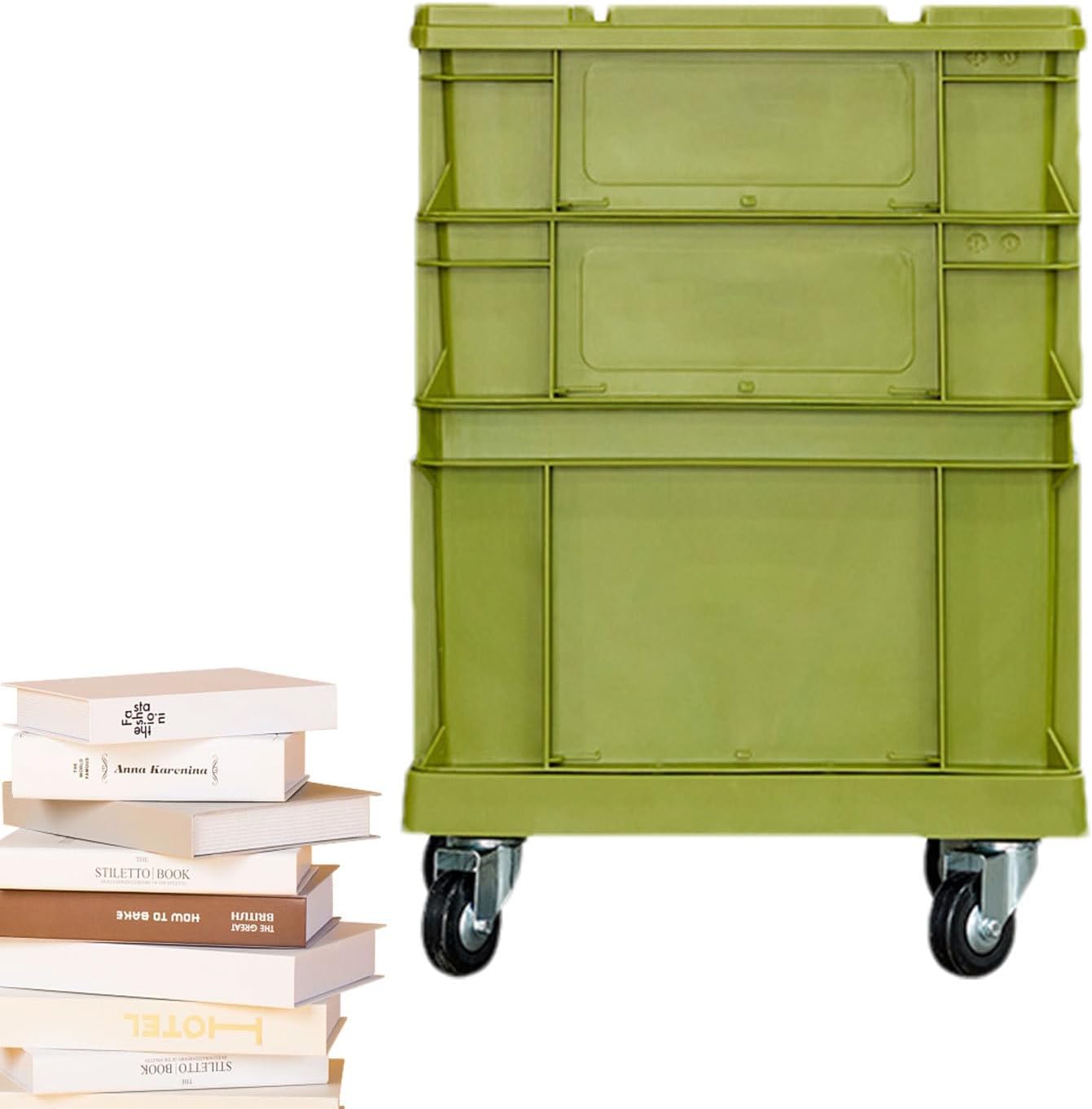  Bac De Rangement À Roues, Grands Conteneurs Empatables à Grande Capacité, Coffre De Rangement D'Extérieur Grand Conteneur à Roues, Pour Maison, Bureau, Extérieur, Camping, Garage, Grenier, Déménagemen