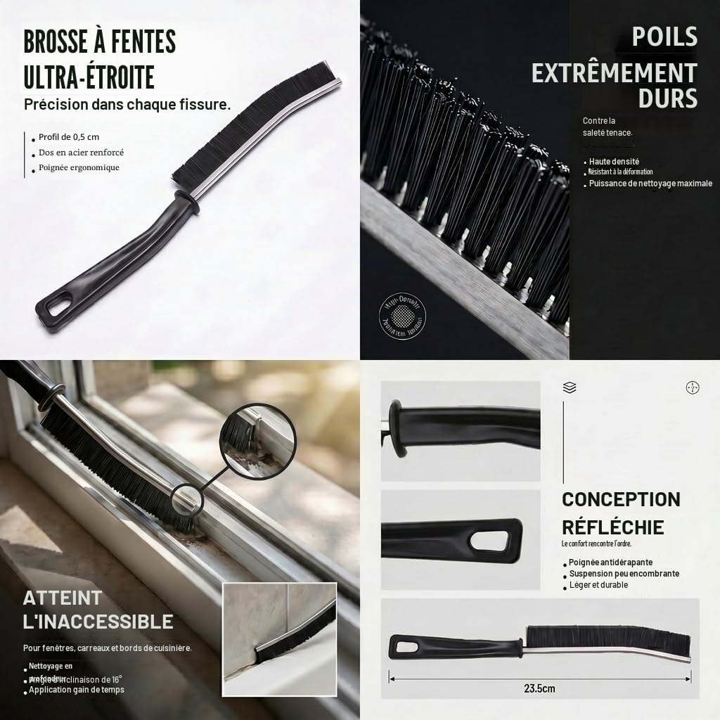 PaaoRoaru Brosse à Joints à Poils Durs Pour Nettoyer Les Coins Et Fentes, Brosse Nettoyage Idéale Pour Carrelage, Salle De Bain, Cuisine Et Douche