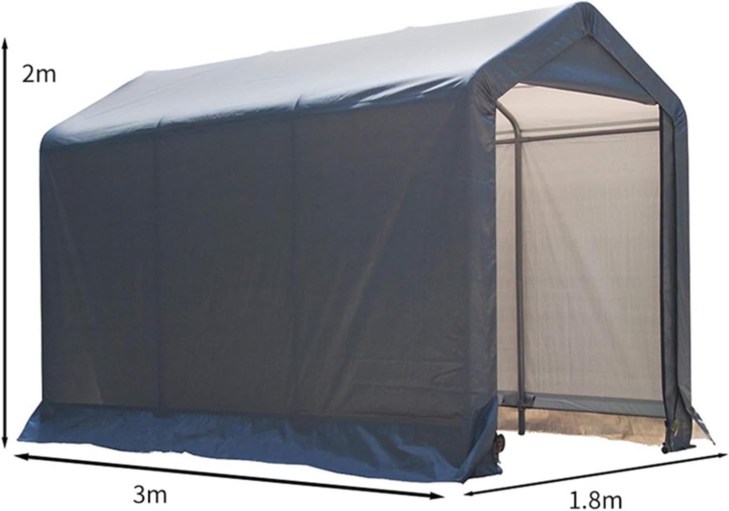GENERIC Abri à Vélos Imperméable Pour Le Rangement Extérieur - Style Crête, Résistant Au Vent, Protection Toutes Saisons Pour Motos, Outils De Jardin, Jouets Et Tondeuses à Gazon (1,8 X 3 X 2 M)