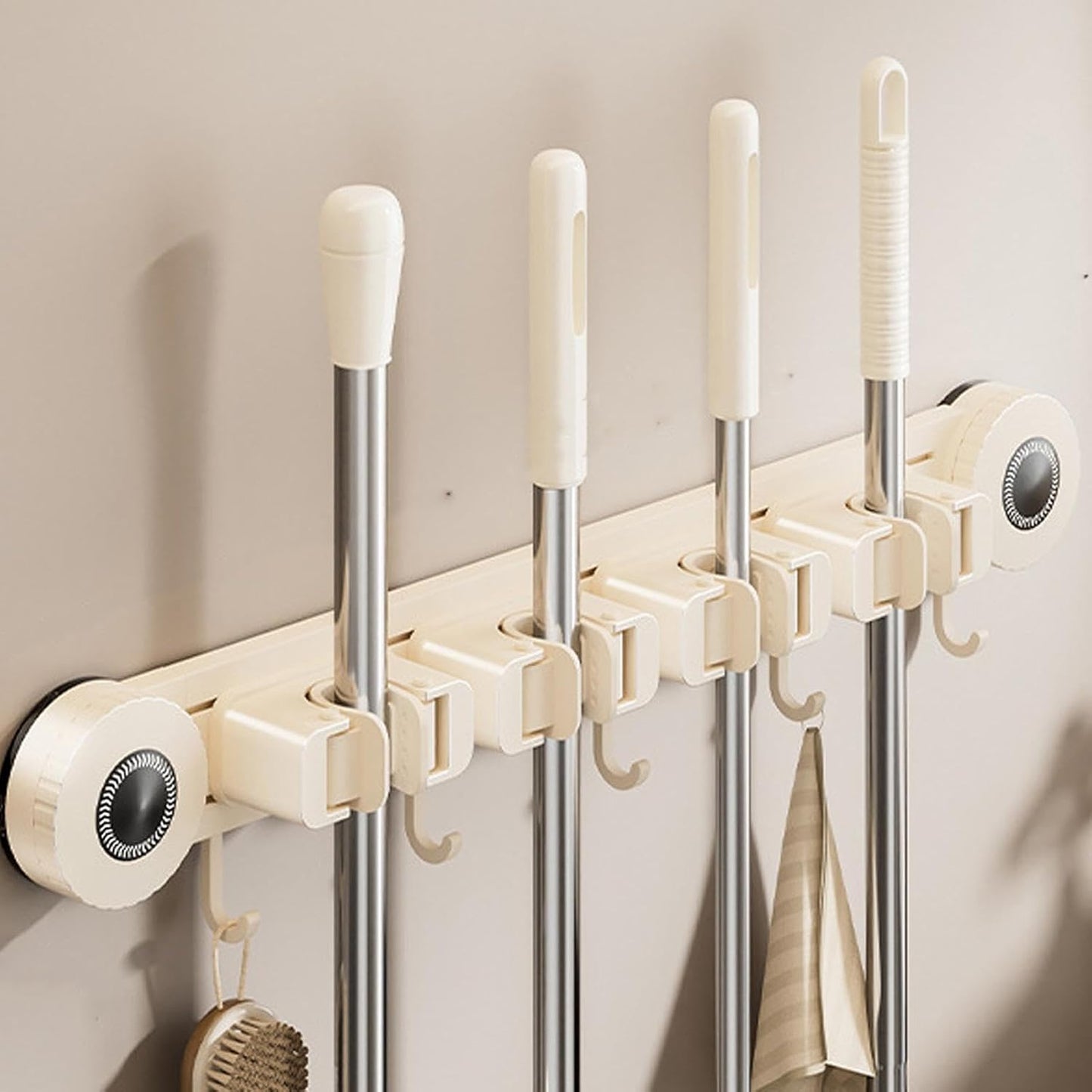  Générique Support Pour Balais Et Serpillères - Support Renforcé Robuste Et Inoxydable - Organisateur Mural Pour Balais Et Rangement,Pour Maison, Bureau, Appartement, Chambre, Salon Et Salle De Bain