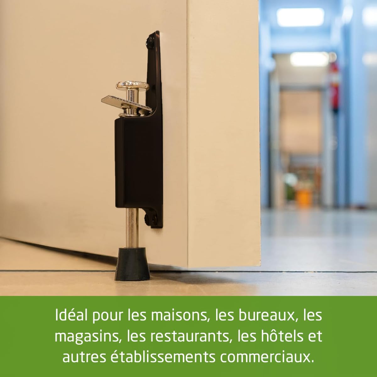  Amig - Retenue De Pied En Caoutchouc Pour Fixer Et Maintenir Les Portes Ouvertes - Dimensions : 165 X 30 Mm - Tour : 28 Mm - Butée Verticale Zamak - Noir - Anti Supports