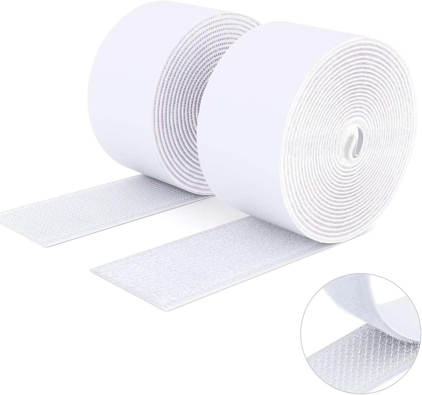  Ruban Adhésif Double Face à Crochets Et à Boucles, 16MM X 3M Ruban Adhésif Autocollant, Bandes Robustes, Ruban à Emboîtement Pour Cadres De Photos, Moustiquaires, Tapis, Bricolage - Blanc