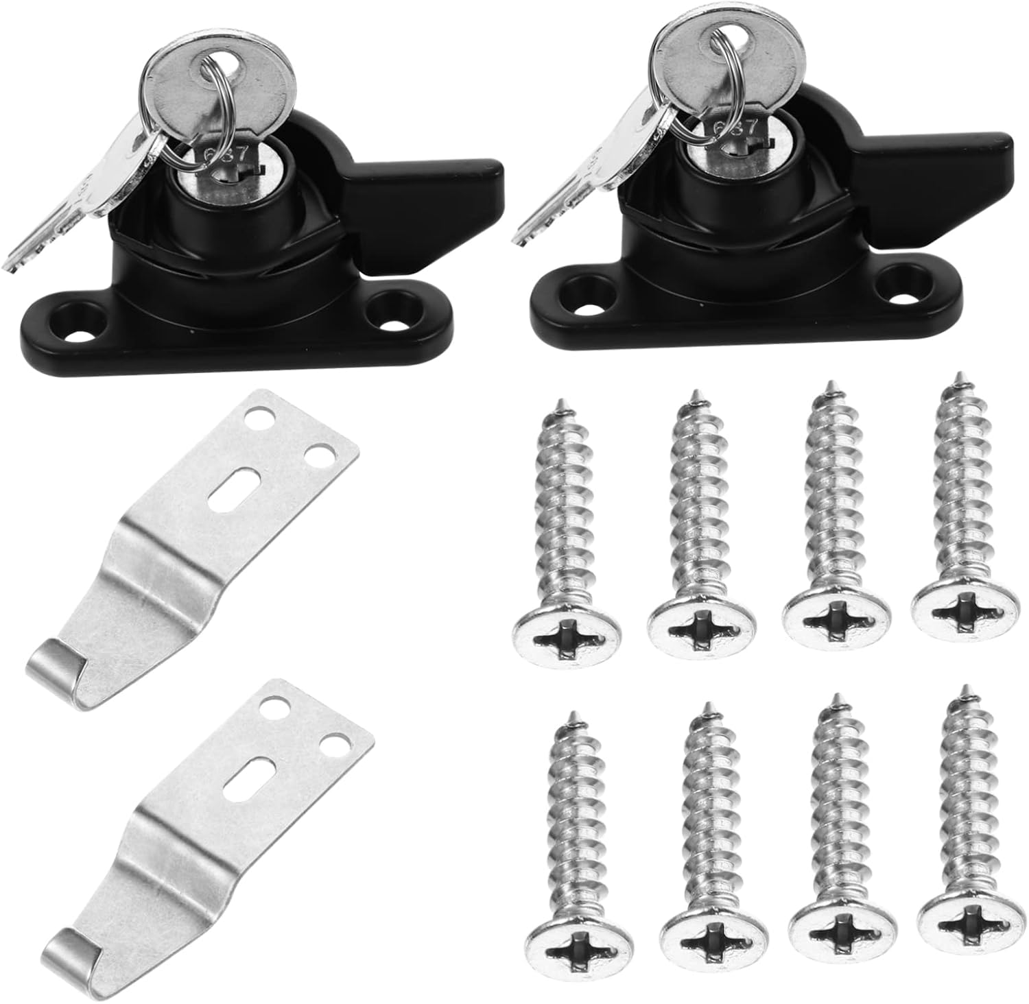  YARNOW 2 Pcs Boucle De Verrouillage à Pousser-tirer Quincaillerie De Verrouillage Verrou De Sécurité Pour Fenêtres Coulissantes En Alliage De Zinc Avec Clé