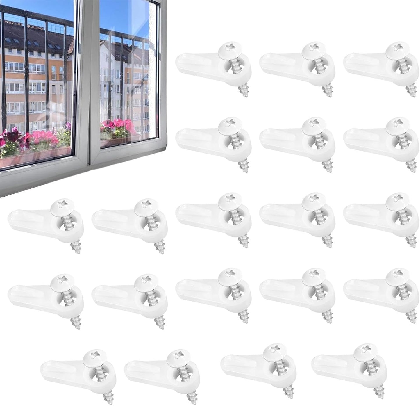  Clips De Fixation Pour Moustiquaire | 20 Pièces Quincaillerie Fixation Moustiquaire Avec Vis,Clips Maintien Contre-Fenêtre - Pour Ferme, Appartement, Chambre, Cuisine Et Salle De Bains