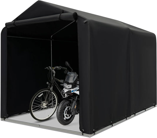  FANTASK Abri De Garage étanche Avec Porte Zippée Enroulable Et Cadre En Métal (Gris Foncé)