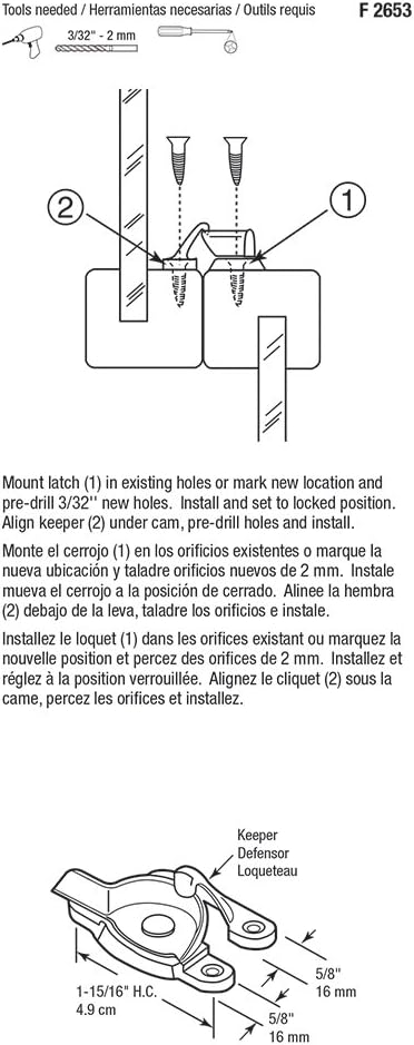  Prime-line Products F 2653 Window Sash Lock, Spring Action Cam, Antique Brass