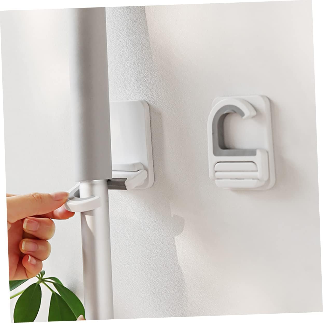  Angoily 9 Pieces Hook For Wall Mop Holder White Wall Clip Silica Gel No Punching