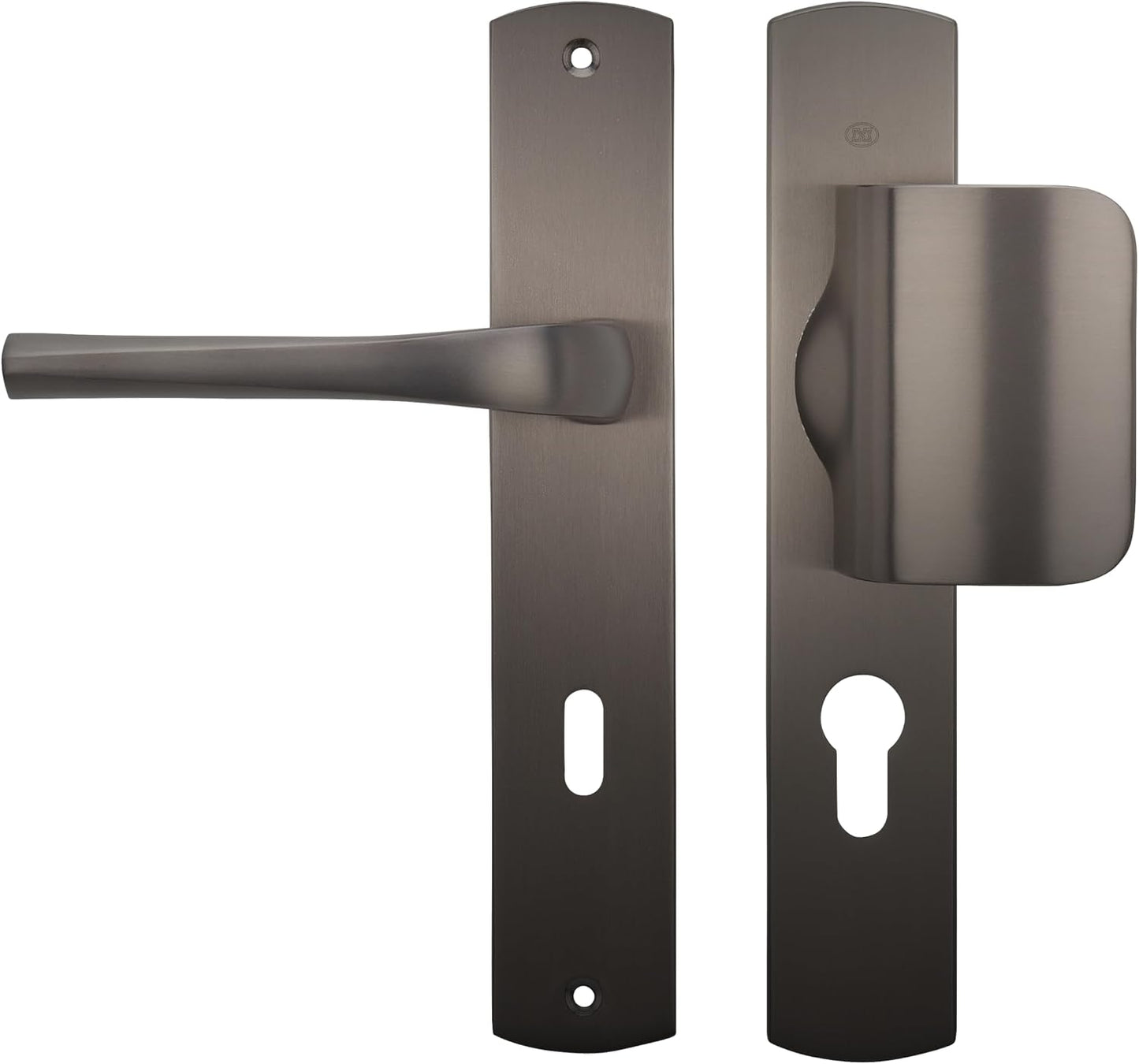  Bricard 984051 Ensemble Poignées Zamak Sur Plaque Esquisse Pour Porte D'Entrée (pour Cylindre Européen), Argent