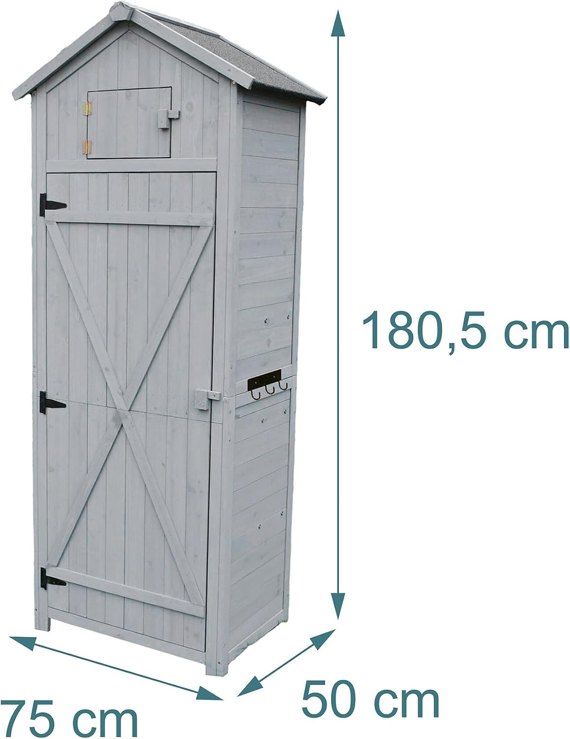  Relaxdays Armoire De Jardin, Bois, Toit étanche, 3 étagères, Table Pliante, H X L X P 180,5×75×50 Cm, Gris