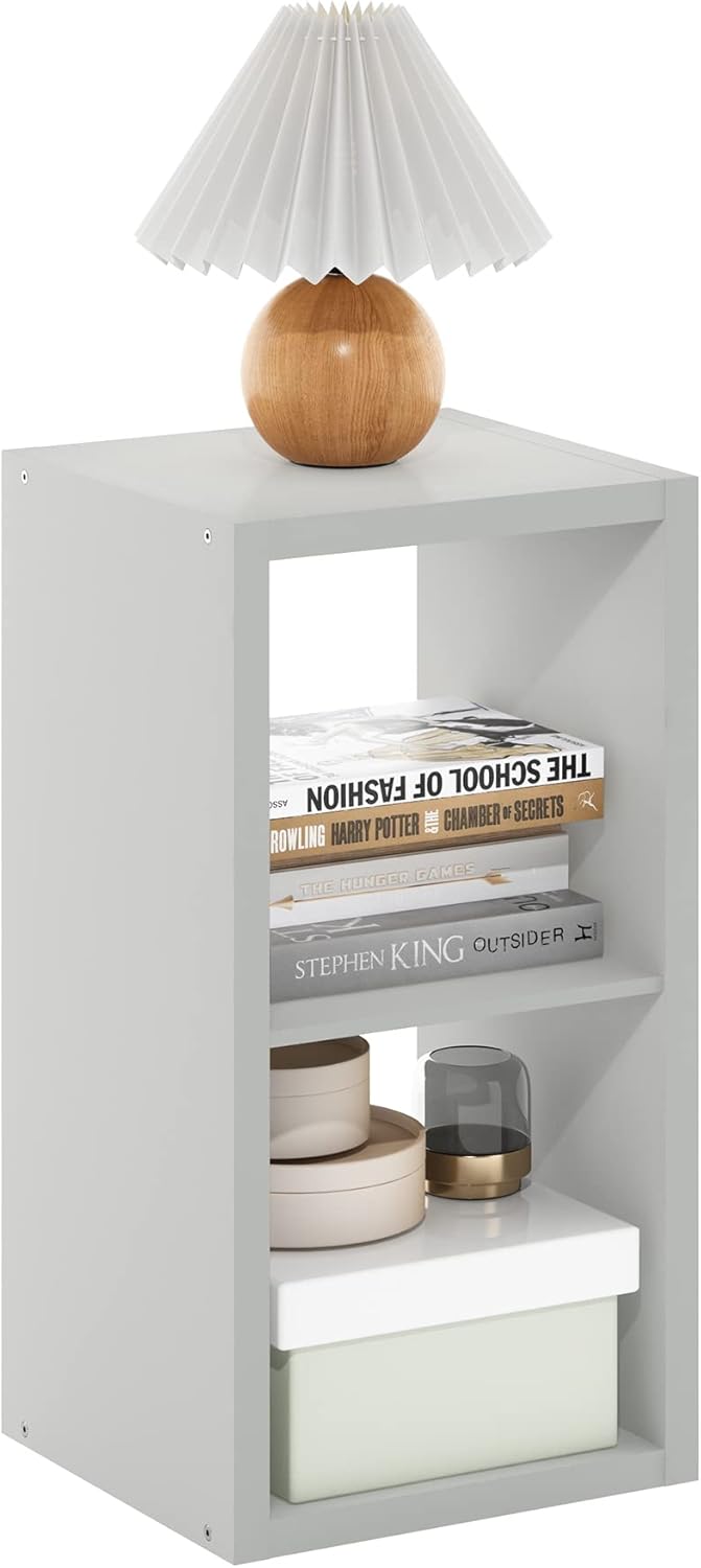  Furinno Cabine De Rangement Décorative à Dos Ouvert à 2 Cubes, Gris Clair