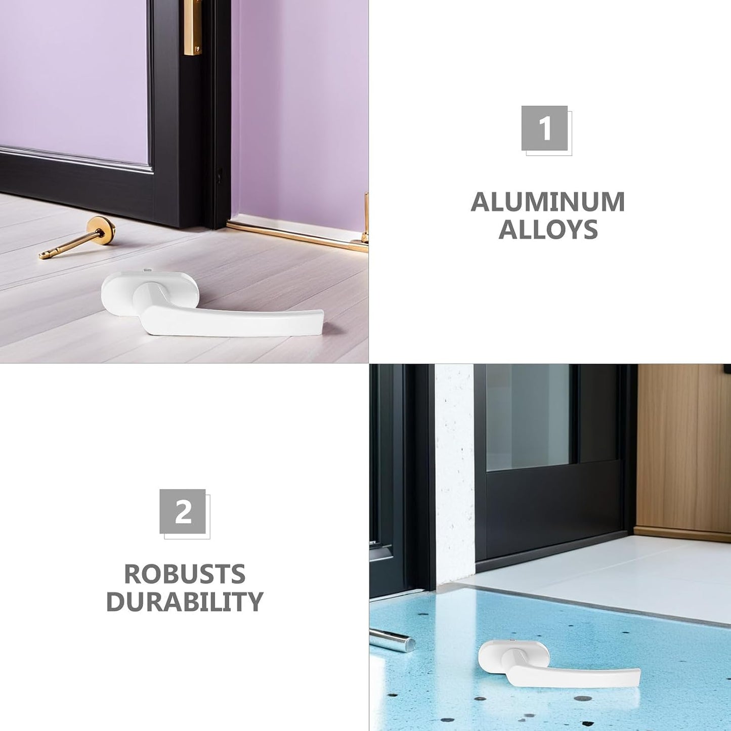 STOBAZA 2 Pièces Poignée De Fenêtre Verrouillable En Alliage D'aluminium Blanc Manivelle Intérieure, Design Élégant, Pour Maison, Sécurise Et Empêche Tout Accès Non Désiré