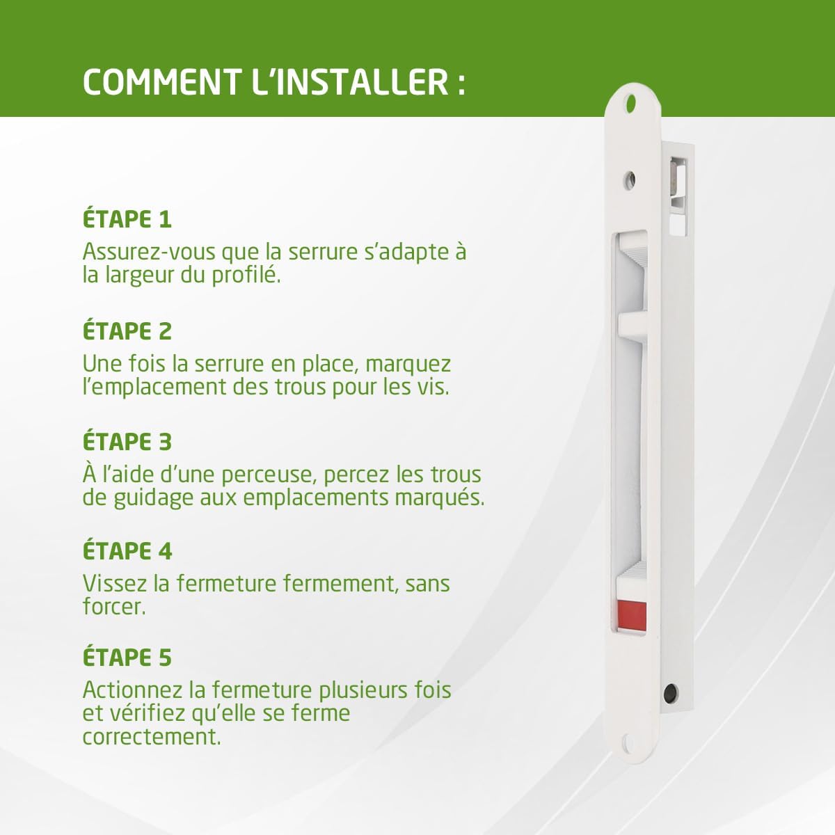  Amig - Serrure à Mortaise Pour Fenêtres Et Portes Coulissantes En Aluminium Mod.3800, Serrure à Crochet Encastrée, Finition Aluminium En Blanc