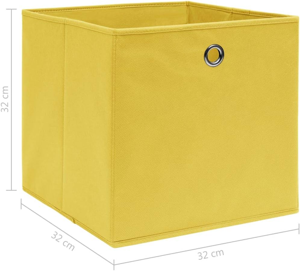 GENERIC Coffre De Rangement, Coffre De Rangement Pour Coussins D'extérieur, Coffres De Rangement D'extérieur Imperméables, 10 Pièces, Jaune, 32 X 32 X 32 Cm, Tissu