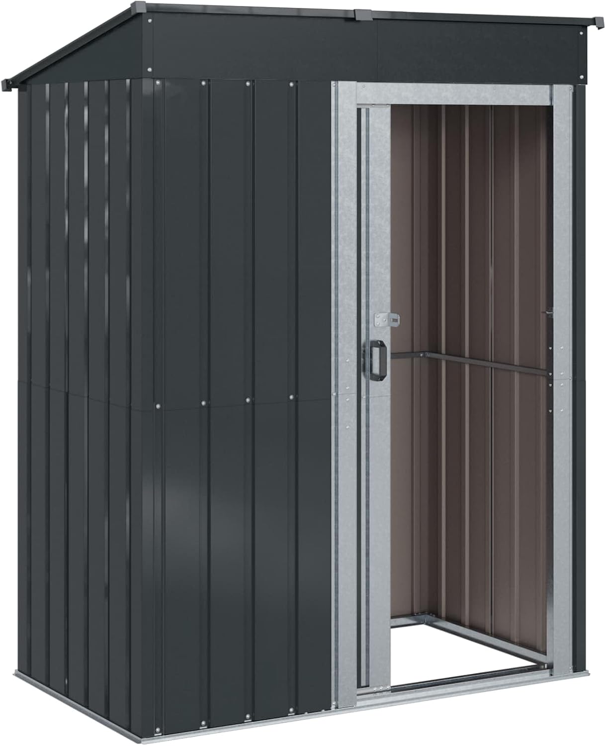  Cabanon De Jardin Métallique Anthracite 137x81x180 Cm, Abri De Jardin Rectangulaire Pour Extérieur, Remise Pratique Avec Rangement Pour Outils Et Pots, Design Moderne Et Durable