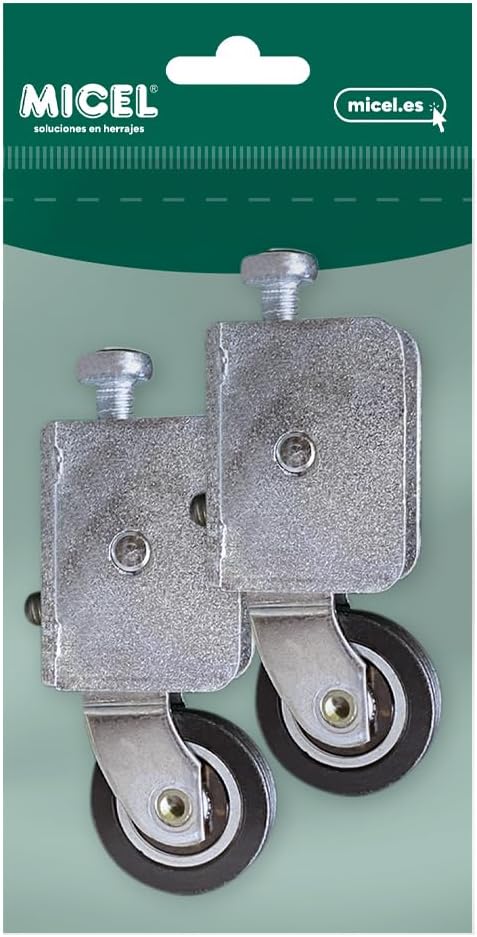  MICEL - 91896 - Roulement Réglable Inasa 300 Pour Fenêtre Coulissante, Avec Boîtier Et Roue, Lot De 2 Unités, En Acier, Finition Zinguée, 57 X 12 X 25 Mm