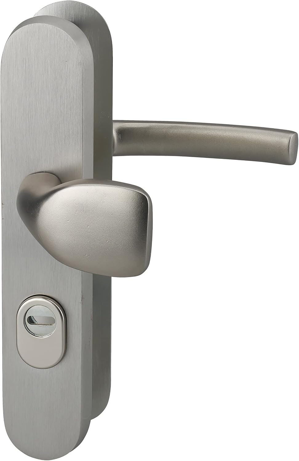  THIRARD - Ensemble De Poignées De Sécurité Pour Porte D'Entrée - Béquille Double - Aluminium Massif - Design Élégant Et Pratique - Entr'Axe De Fixation 216 Mm - Finition Inox - Carré 7 Mm - Gris