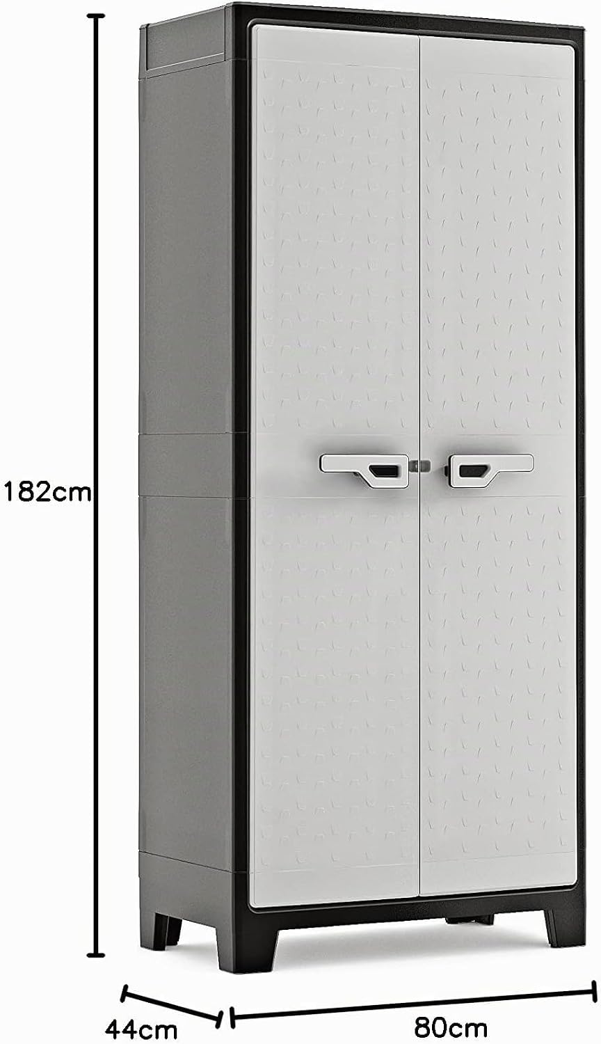  Keter Armoire Haute Titan - Armoire De Rangement En Résine - Étagères Modulables, Pieds Réglables, Charnières Métalliques - Cuisine, Garage, Atelier, Placard - 80 X 44 X 182cm - Noir/Gris
