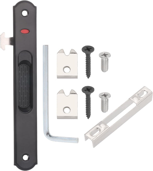  PATIKIL Verrou De Porte Coulissante Simple Face (16,8 Cm, Noir), Serrure De Porte Coulissante En Verre, Convient Pour Cuisine/salle De Bain/balcon Portes Fenêtres En Aluminium