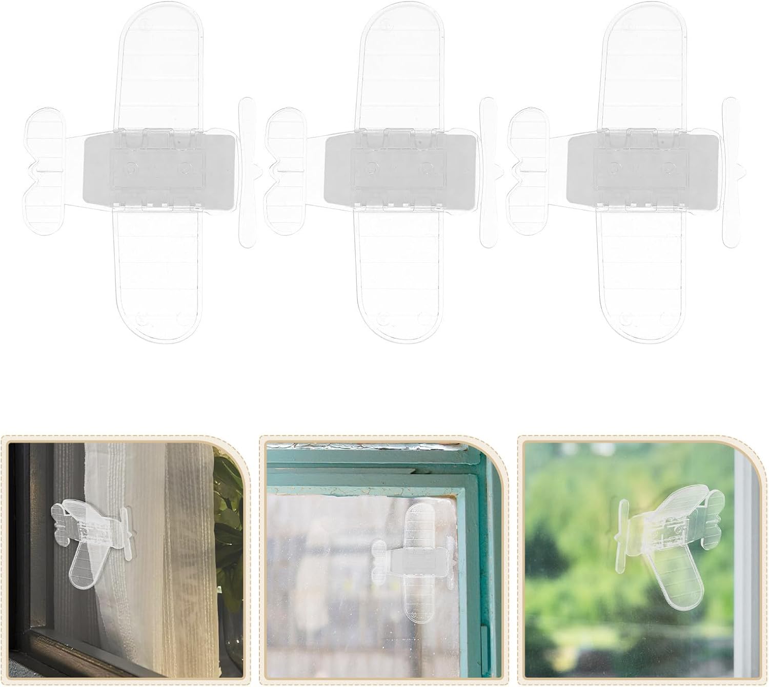  Jojofuny Lot De 6 Verrous De Fenêtre En Métal Et Pvc, Modèle Avion, Installation Sans Perçage, Pour Portes Coulissantes Et Armoires à Usage Domestique