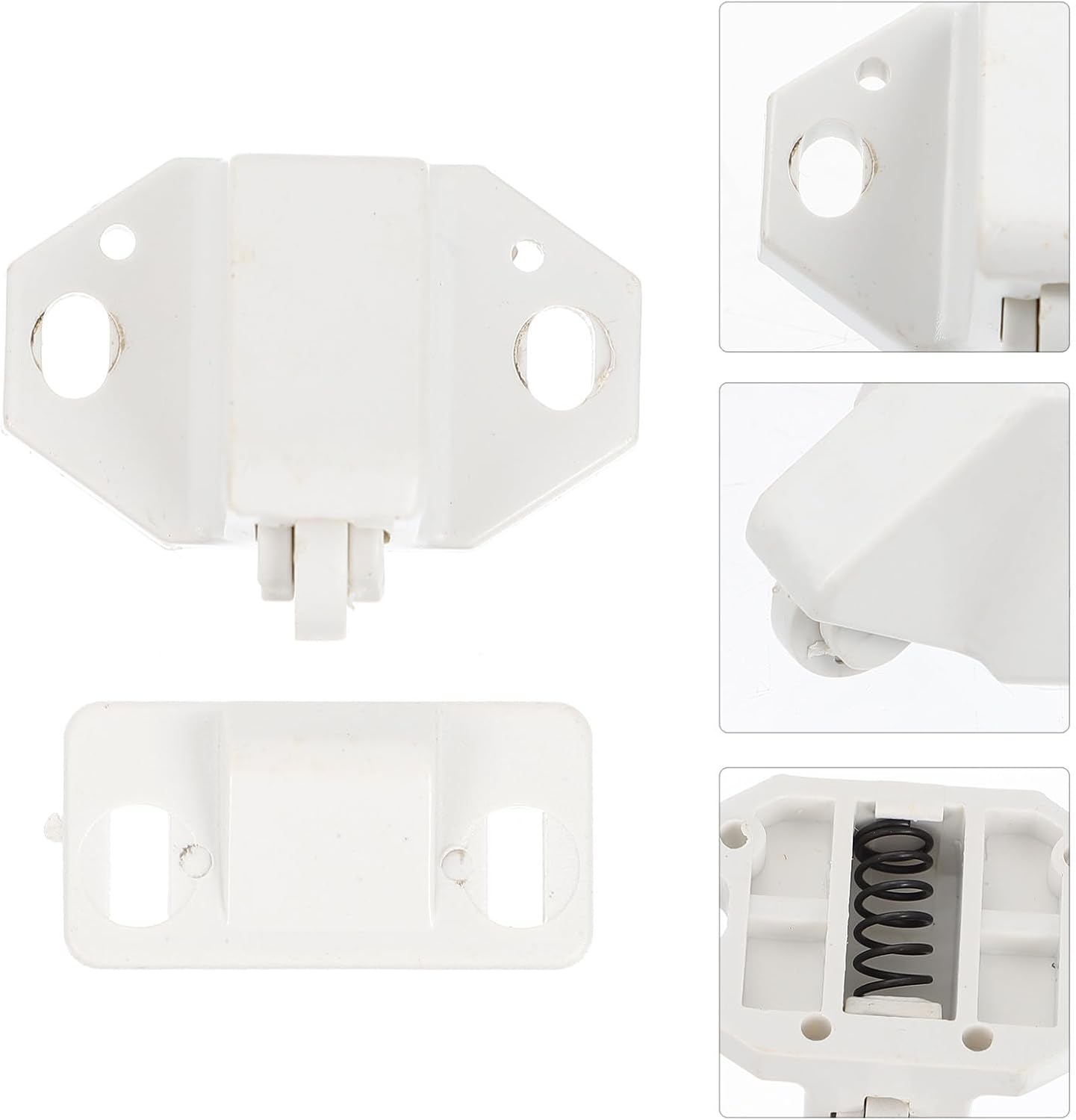  Healvian Sets De Loquets De Porte Lot De 10 En Plastique Blanc Texture Ferme Résistante Pour Meubles Et Portes Pour Bibliothèque Et Placard