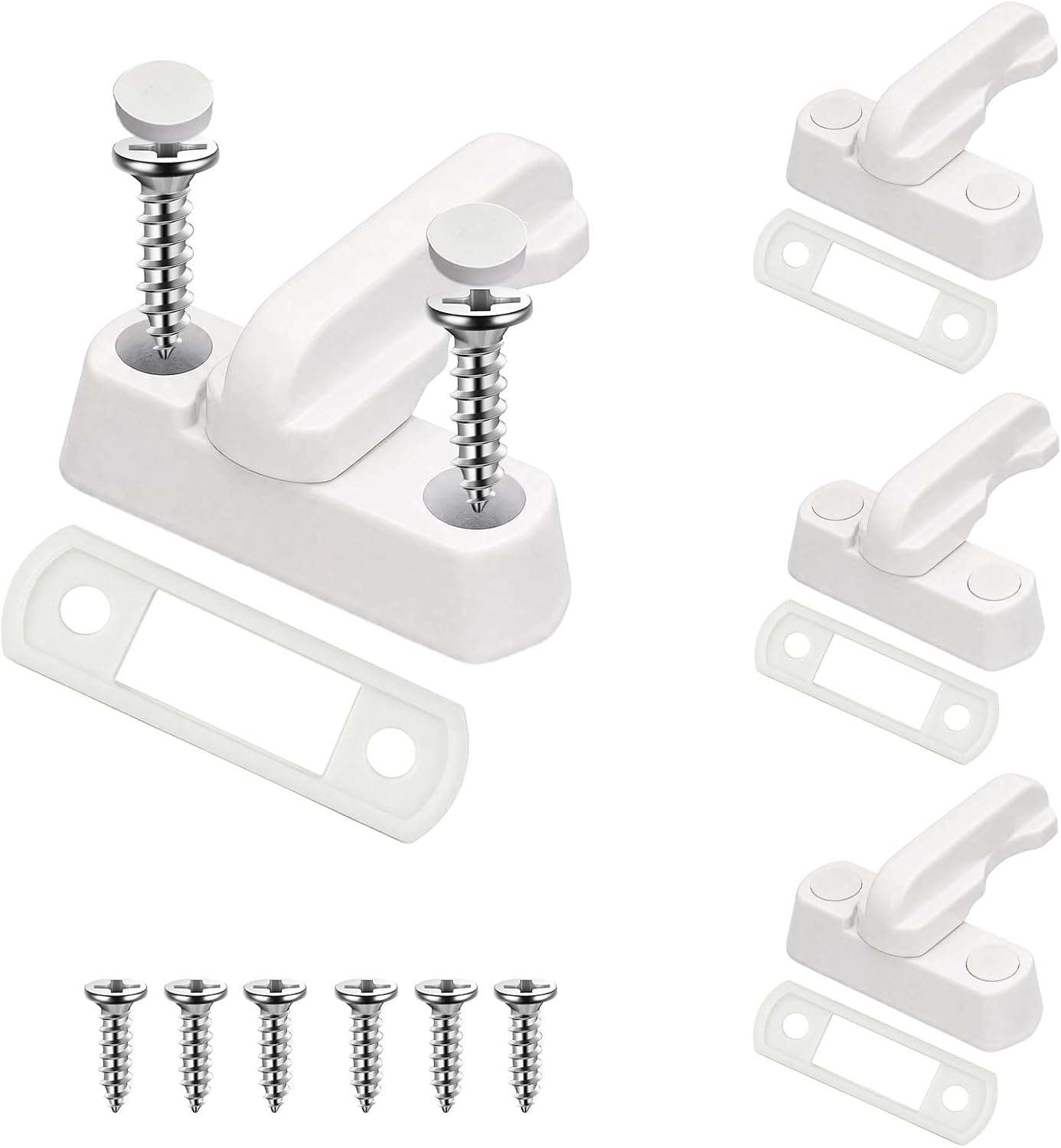  Lot De 4 Bloqueurs De Châssis Pour Fenêtres Et Portes UPVC/PVC, Blanc