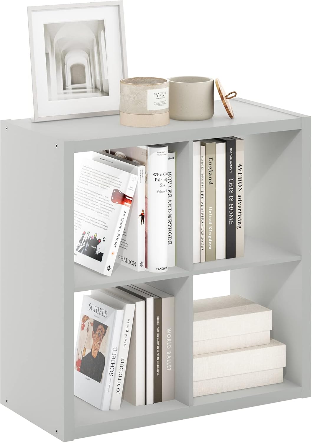  Furinno Cabine De Rangement Décorative à Dos Ouvert à 4 Cubes, Chêne Foncé
