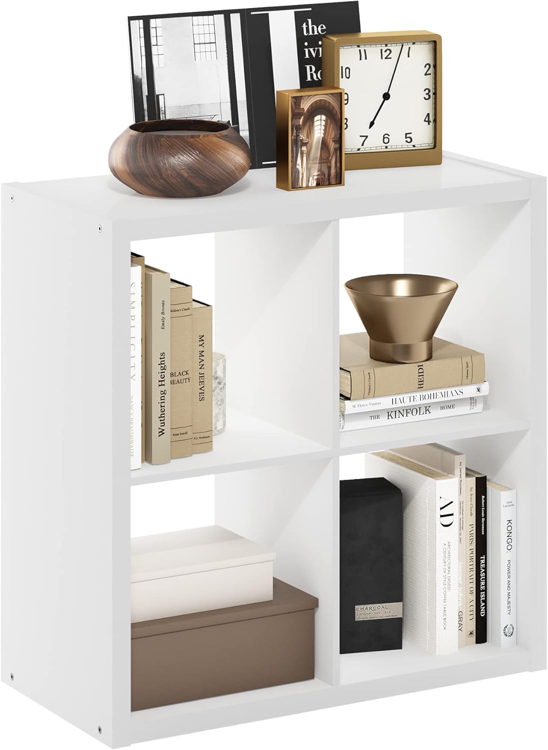  Furinno Cabine De Rangement Décorative à Dos Ouvert à 4 Cubes, Chêne Foncé
